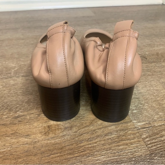 Tan Chunky Heel Pumps with Bow - Picture 3 of 7